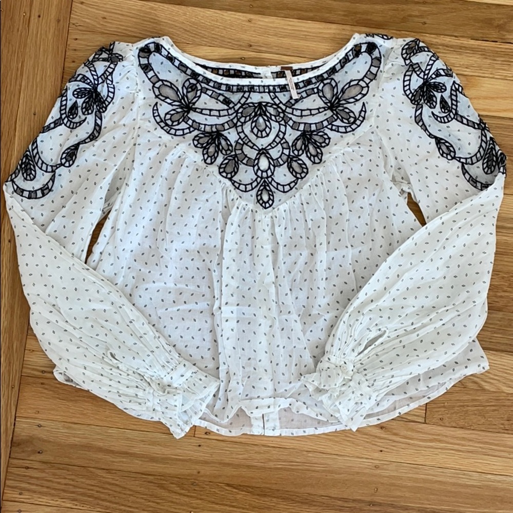 Free People Embroidered Blouse Size Small